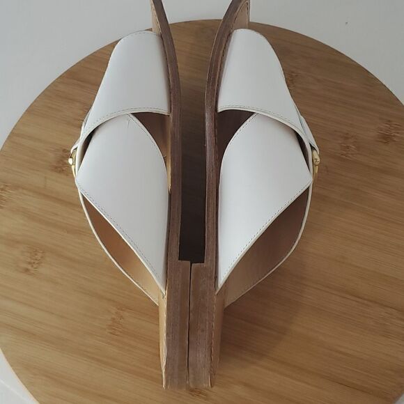 Franco Boschi White Italian Leather Slides Sandals Women's Size 39 - Picture 8 of 11